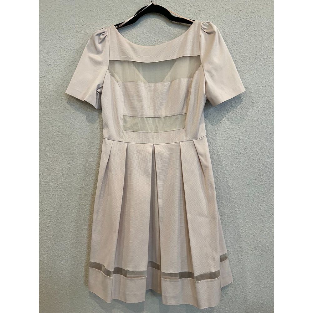 NWT Axara Paris Pleated Nude Dress Sheer Panels Size 10 a997